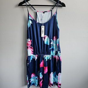 STYLEWORD Womens Summer Sleeveless Rompers Floral Spaghetti Strap Casual Short